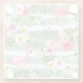 Flamingos en Stripes Glazen Onderzetter (Achterkant)