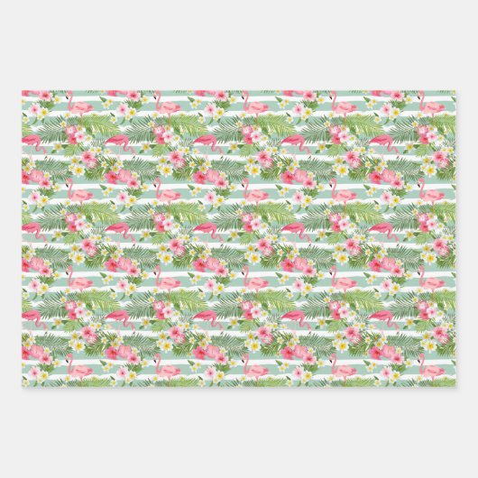 Flamingos en Stripes Inpakpapier Vel (Voorkant 3)