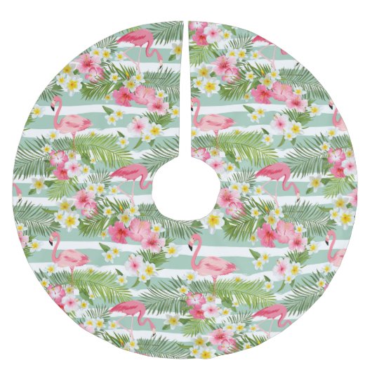 Flamingos en Stripes Kerstboom Rok (Voorkant)