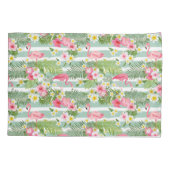 Flamingos en Stripes Kussensloop (Achterkant-Links)