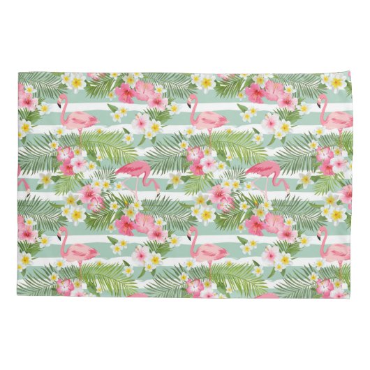 Flamingos en Stripes Kussensloop (Achterkant-Links)