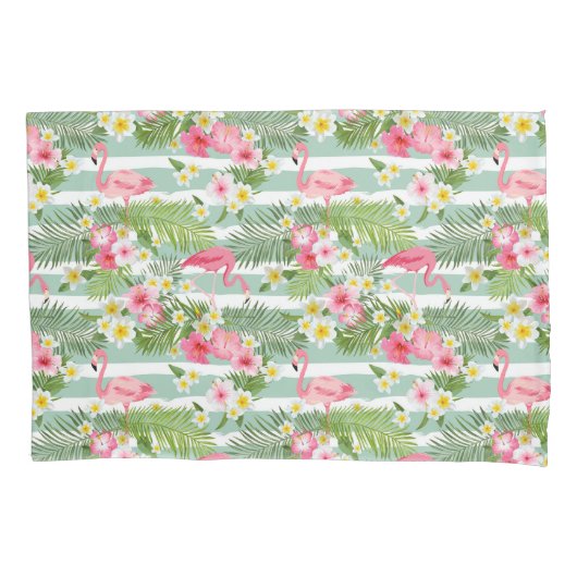 Flamingos en Stripes Kussensloop (Voorkant-Links)