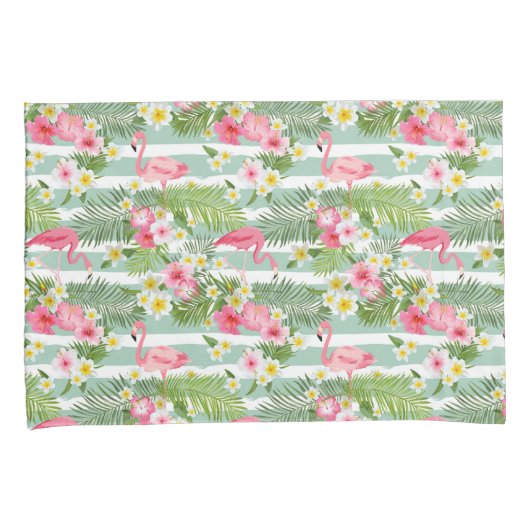 Flamingos en Stripes Kussensloop (Voorkant-Rechts)