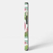 Flamingos en Stripes | Monogram iPhone Hoesje (Linkerkant)