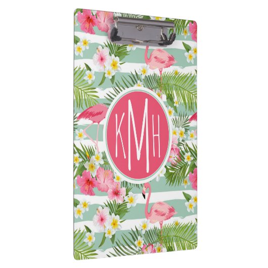Flamingos en Stripes | Monogram Klembord (Rechts)