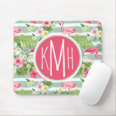 Flamingos en Stripes | Monogram Muismat (Met muis)