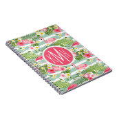 Flamingos en Stripes | Monogram Notitieboek (Rechterzijde)