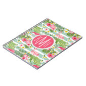 Flamingos en Stripes | Monogram Notitieboek (Linkerzijde)