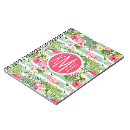 Flamingos en Stripes | Monogram Notitieboek (Linkerzijde)