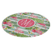 Flamingos en Stripes | Monogram Snijplank (Hoek)