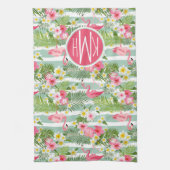 Flamingos en Stripes | Monogram Theedoek (Verticaal)