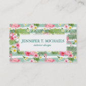 Flamingos en Stripes | Monogram Visitekaartje (Voorkant)