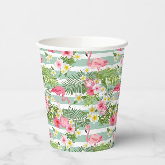 Flamingos en Stripes Papieren Bekers (Links)