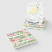 Flamingos en Stripes Stenen Onderzetter (Zijkant)