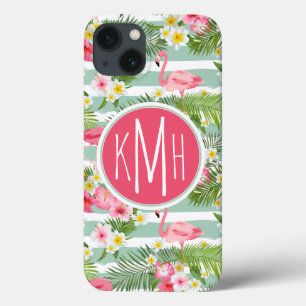 Flamingos en strips  Monogram iPhone 13 Hoesje