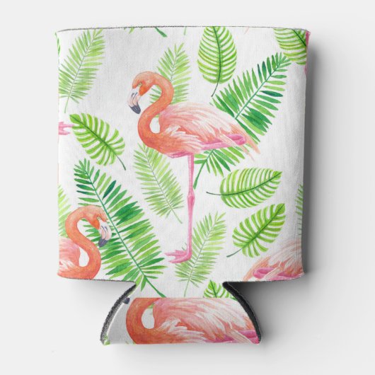 Flamingos en tropische bladeren blikjeskoeler (Voorkant)