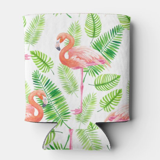 Flamingos en tropische bladeren blikjeskoeler (Achterkant)