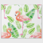 Flamingos en tropische bladeren cadeaupapier (Vlak)