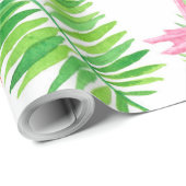 Flamingos en tropische bladeren cadeaupapier (Rol Hoek)