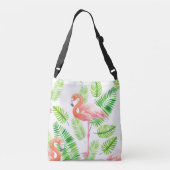 Flamingos en tropische bladeren crossbody tas (Achterkant)