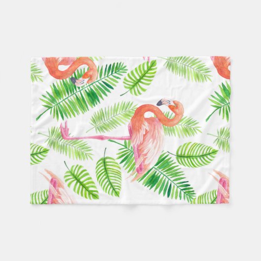 Flamingos en tropische bladeren fleece deken (Voorkant (Horizontaal))