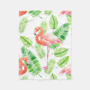 Flamingos en tropische bladeren fleece deken