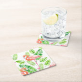 Flamingos en tropische bladeren kartonnen onderzetters (Insitu)