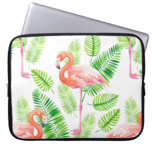 Flamingos en tropische bladeren laptop sleeve