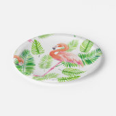 Flamingos en tropische bladeren papieren bordje (Gekanteld)