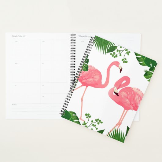 Flamingos en tropische bladeren planner (Display)