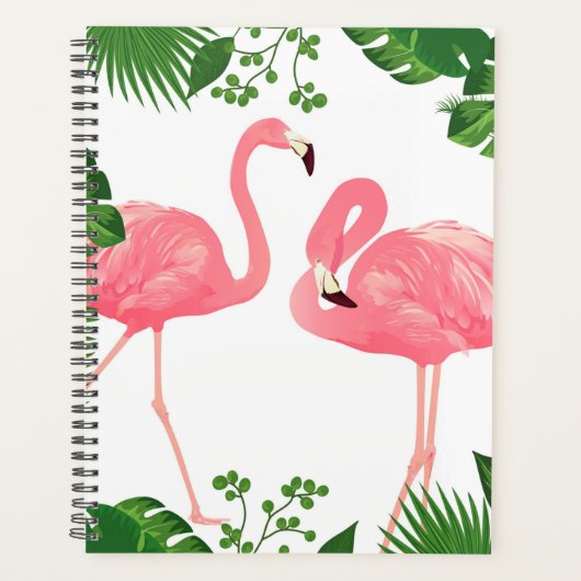 Flamingos en tropische bladeren planner (Voorkant)