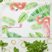 Flamingos en tropische bladeren theedoek (Gevouwen)