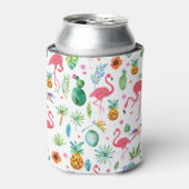 Flamingos en tropische bloemen en bladeren blikjeskoeler (Blikje Voorkant)