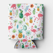 Flamingos en tropische bloemen en bladeren blikjeskoeler (Voorkant)