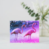 Flamingos en waterval briefkaart (Staand voorkant)