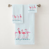 Flamingos en Zeeen sterren Bleek blauw Bad Handdoek (Insitu)