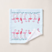 Flamingos en Zeeen sterren Bleek blauw Bad Handdoek (Wasdoekje)