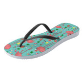 Flamingo's en zomerthema - Blauw Teenslippers (Schuin)