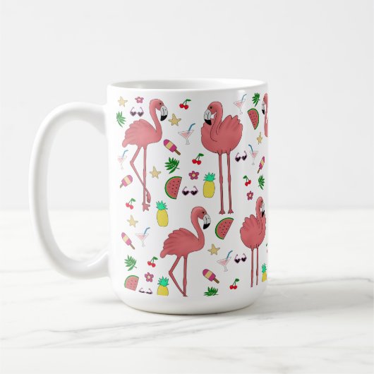 Flamingos en zomerthema koffiemok (Links)