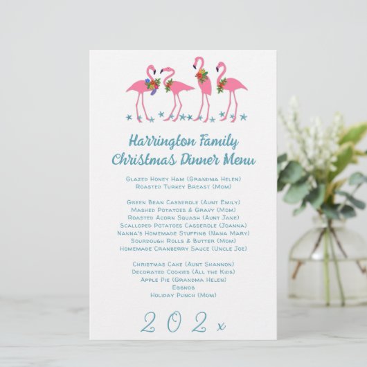 Flamingos Family Holiday Menu Sjabloon (Staand voorkant)