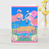 Flamingos Flamingle Time Party Invitation Kaart (Gele Bloem)