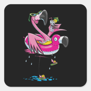 Flamingos   Flamingos Love Beach Vierkante Sticker