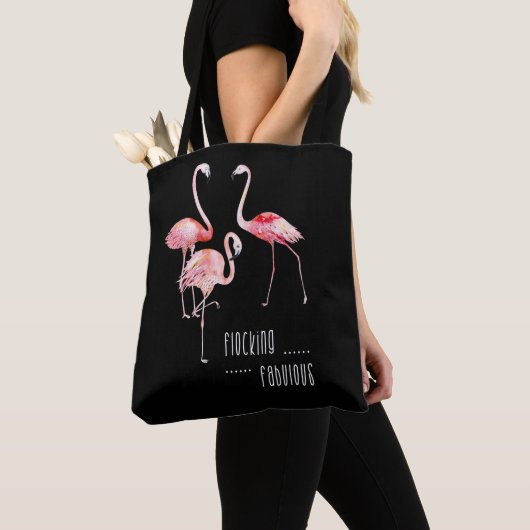 Flamingos Flocking Fabulous Funny Gezegde Gift Tote Bag (Dichtbij)