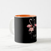 Flamingos Flocking Fabulous Funny Gezegde Gift Tweekleurige Koffiemok (Voorkant links)