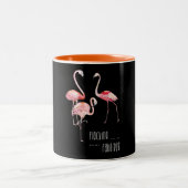 Flamingos Flocking Fabulous Funny Gezegde Gift Tweekleurige Koffiemok (Center)