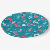 Flamingos, Flowers en Cactus Papieren Bordje (Gekanteld)