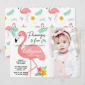 Flamingos & Fun Tropical Birthday Foto, elke leeft Kaart (Voorkant / Achterkant)
