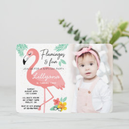 Flamingos & Fun Tropical Birthday Foto, elke leeft Kaart