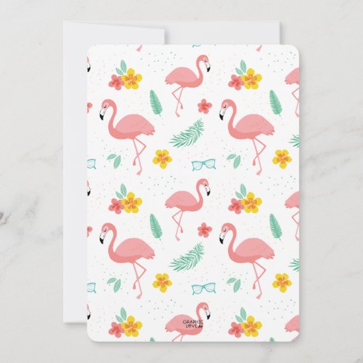 Flamingos & Fun Tropical Birthday Party, elke leef Kaart (Achterkant)