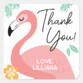 Flamingo's & Fun Tropische Verjaardag Dank je wel Vierkante Sticker (Voorkant)
